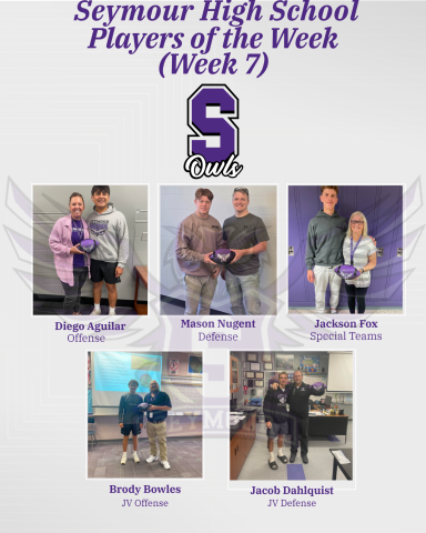 Congratulations to SHS Players of the Week!!